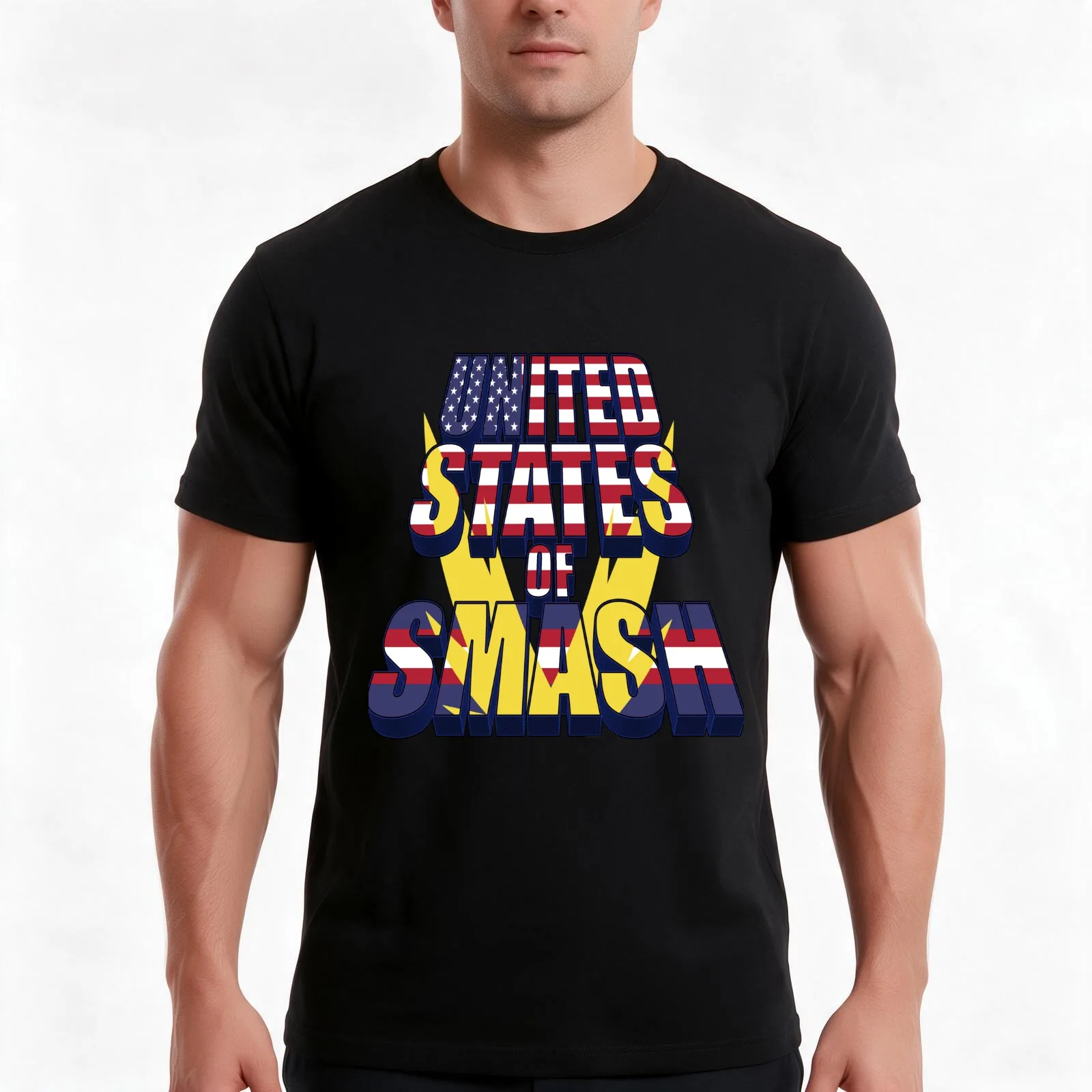 United States of Smash T-Shirt, Summer Casual Cotton Tee, Oversized Streetwear Tops, Vintage Graphic Print, Unisex Men Women