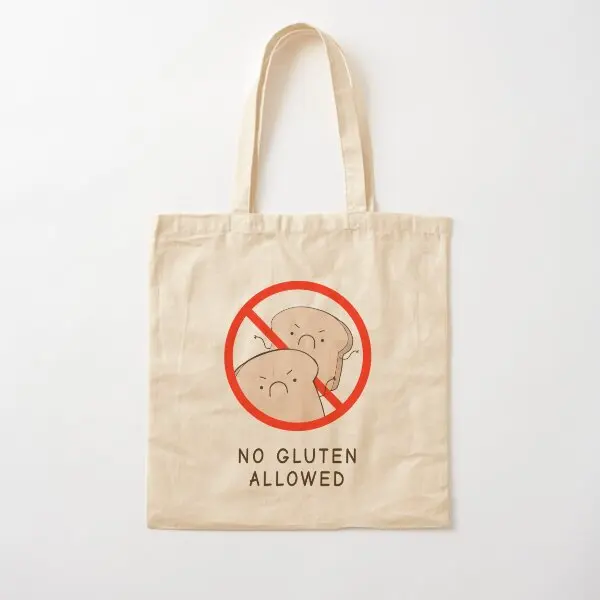 No Gluten Allowed Cotton  Canvas Bag Unisex Printed Ladies Designer Reusable Shopper Grocery Tote Casual Travel Foldable