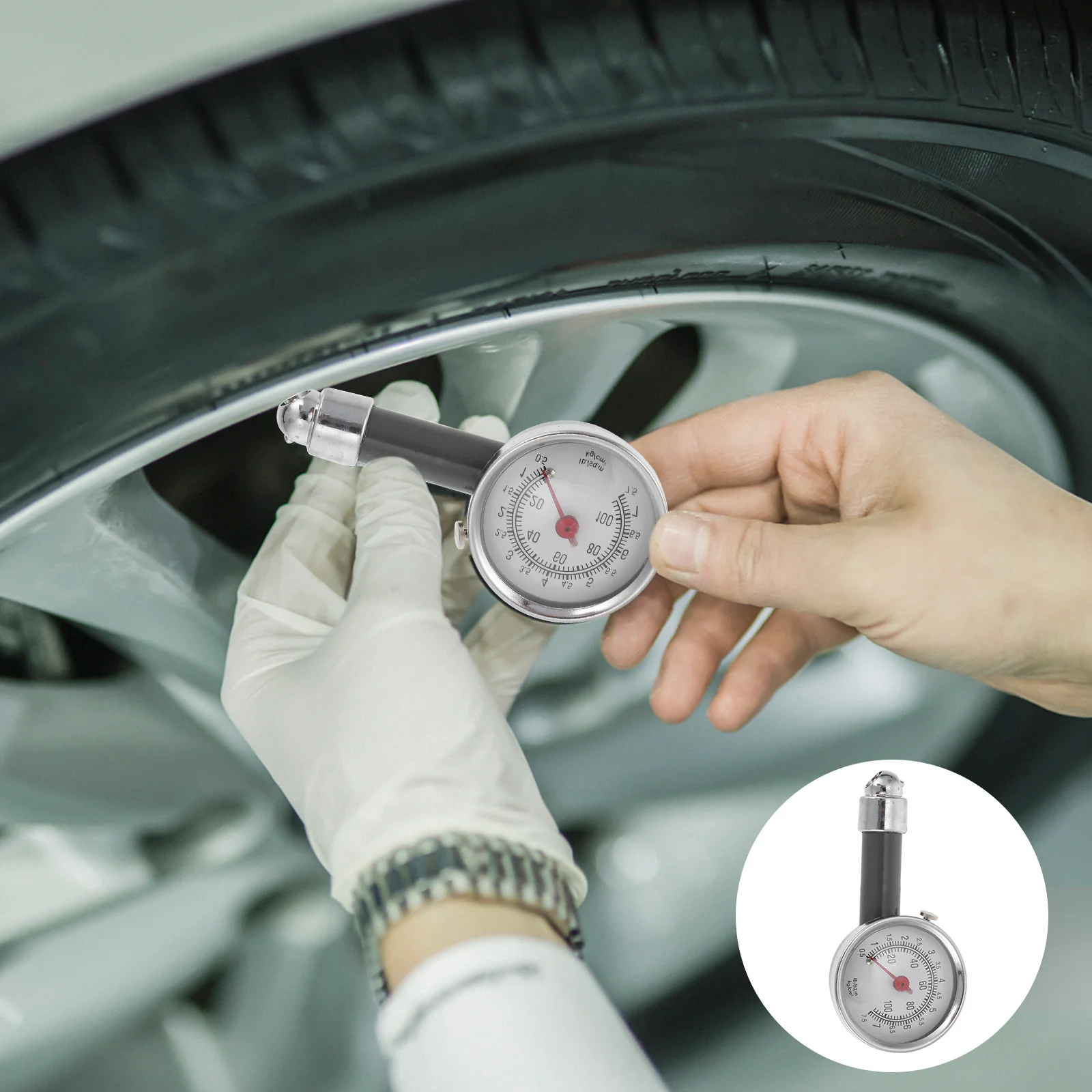 

1Pcs High Precision Tire Pressure Gauge Stainless Steel Car Tire Pressure Meter Real-Time Detection Auto Supply Digital Display