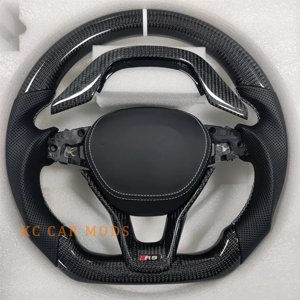 

Customized Black Carbon Fiber Perforated Leather white strip Steering Wheel for 2018 2019 2020 2021 2022 2023 Honda Accord