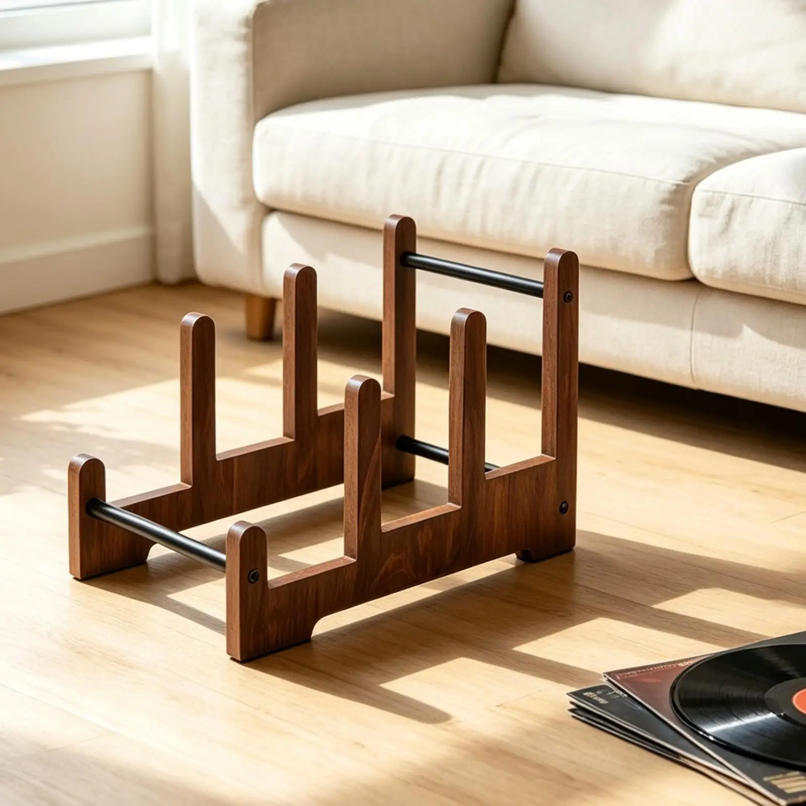 Vinyl Album Storage Rack Wooden Vinyl Album Rack Space-Saving Long-Lasting for Music Lovers, Living Room, Desk