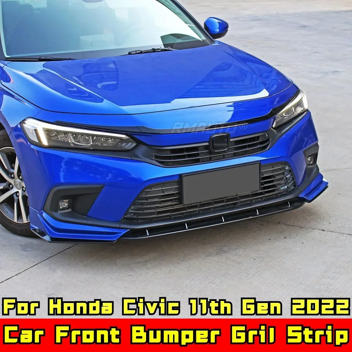 Civic Bumper Grill Carbon Fiber Look Sport Style Racing Grills Strip Trim For Honda Civic 11th Gen 2022 Car Accessories