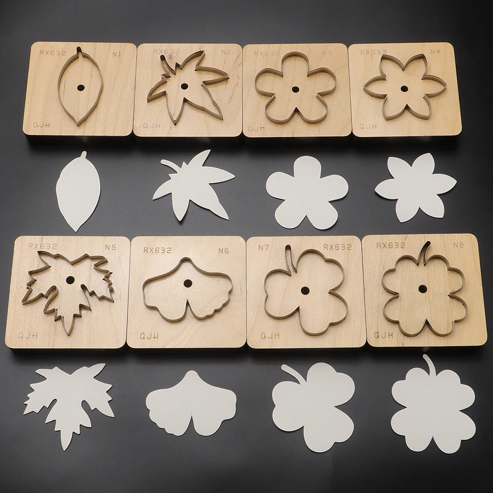 1 Stück Kunstleder Stanzform für Ahornblätter/Ginkgoblätter/Blütenblätter/Vierblättriges Kleeblatt, DIY Handschneidewerkzeug