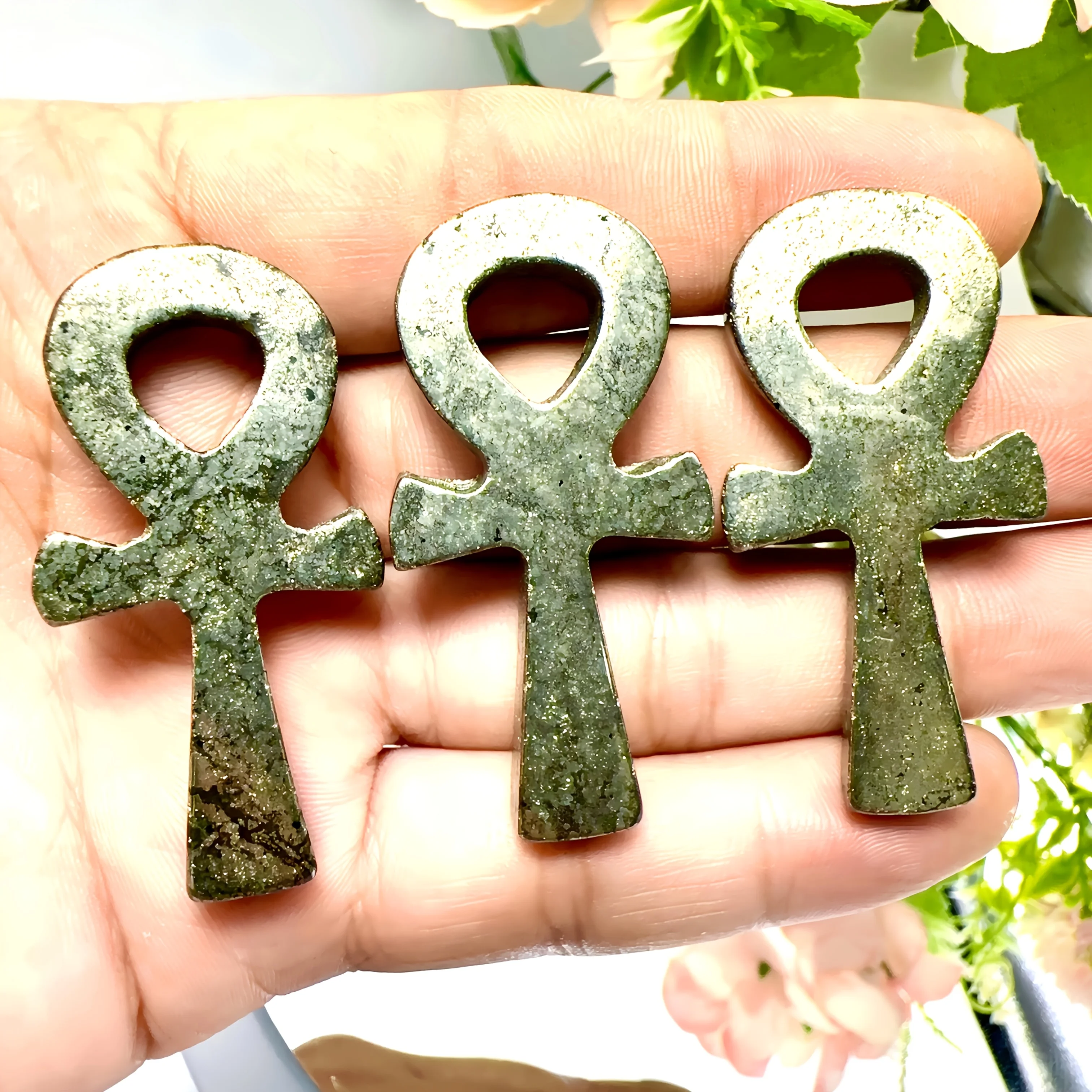 1pc Natural Golden Pyrite Crystal Cross Ankh, Measuring 5 Cm (1.97 Inches). Perfect for Holiday Gifts