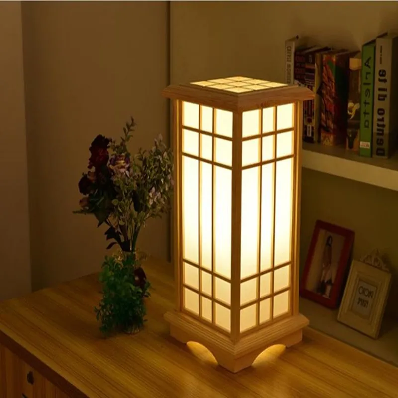 Imagem -03 - Japonês Neutro Charming Iluminação Led Tatami Estilo Quadrado Madeira Feita Lâmpada para Sala de Estar Quarto Decoração para Casa Moderno