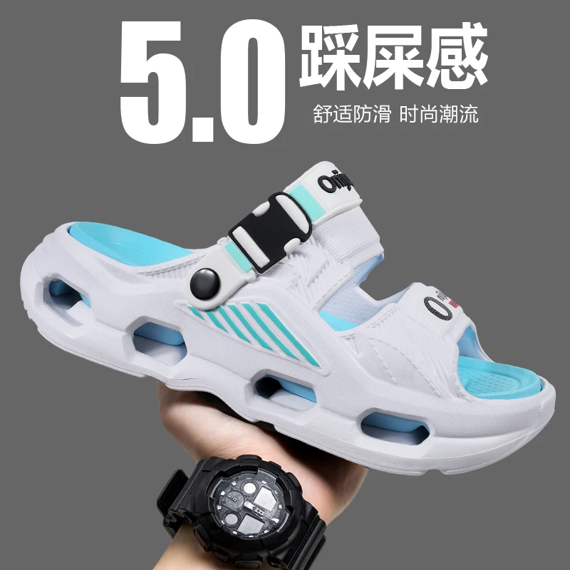 Male House Slippers Summer Breathable Open Toe Design Flexible Sole Non Slip Wear Resistant Footwear for Indoor Daily Use