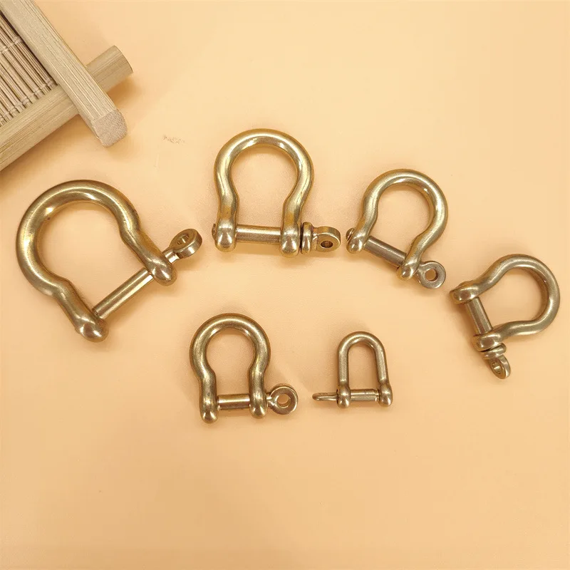 Solid Brass Carabiner D Bow Shackle Fob Key Ring Keychain Hook Screw Joint Connector Buckle