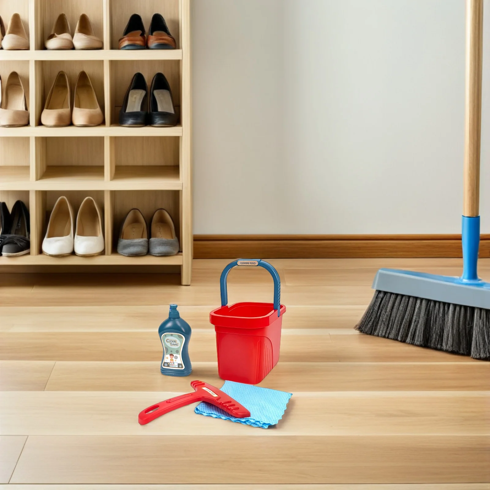 1 set 1 Kinderen Fantasiespel Peuter Huishoudgereedschap Mop Emmer Bezem Peuter Spelen Schoonmaken Set Kinderbezem Set