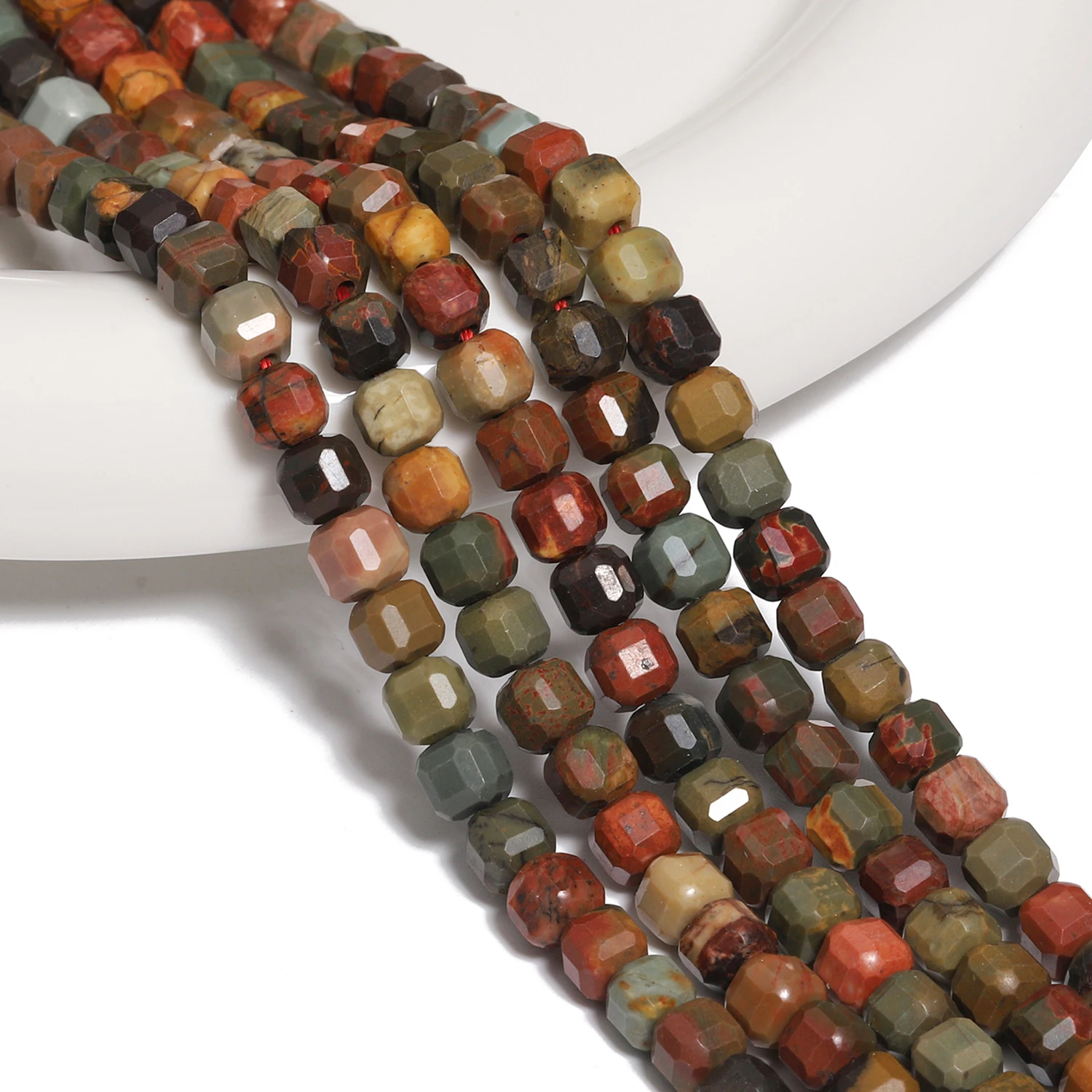 5x5mm AAA Faceted Cube Natural Stone Picasso Jasper Beads Square Spacer Beads For Jewelry Making DIY Charms Bracelet Accessories