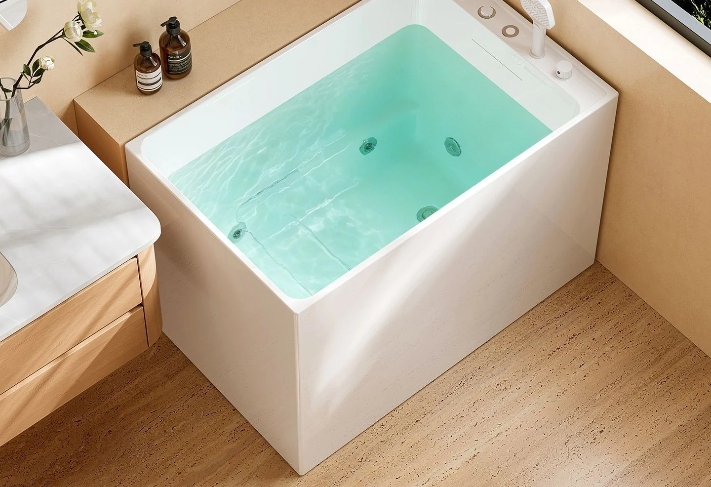 Deep bubble small apartment bathtub household acrylic square constant temperature massage Japanese independent multi-size