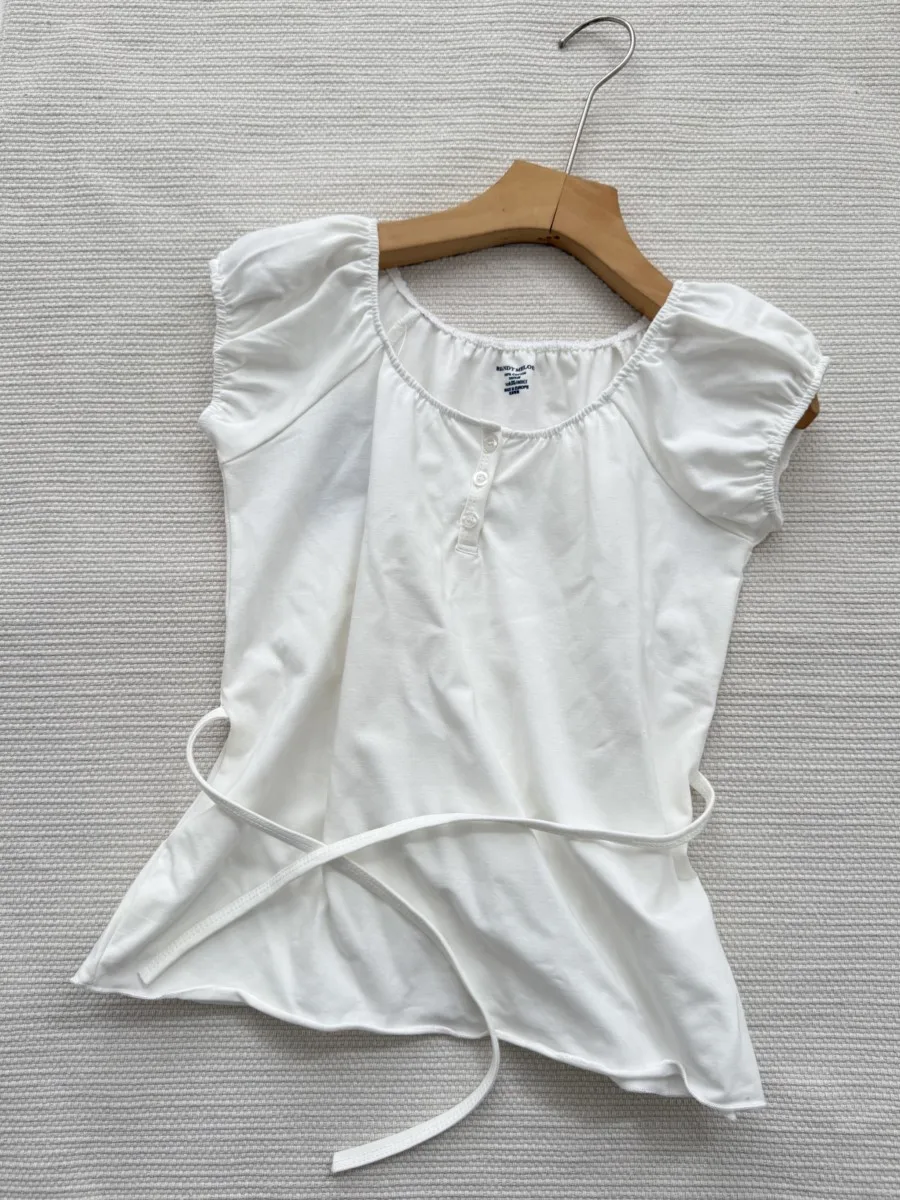 White Back lace-up T-shirt Shorts 2 Pieces Sets Women Cotton Slim Buttons Crop Top+Bow Home Shorts Sweet Two Piece Clean Outfit