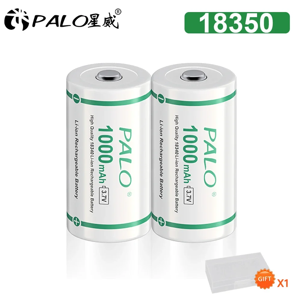 

PALO 18350 rechargeable lithium battery 1000mAh High capacity battery 3.7V power battery for Flashlight power tools toys