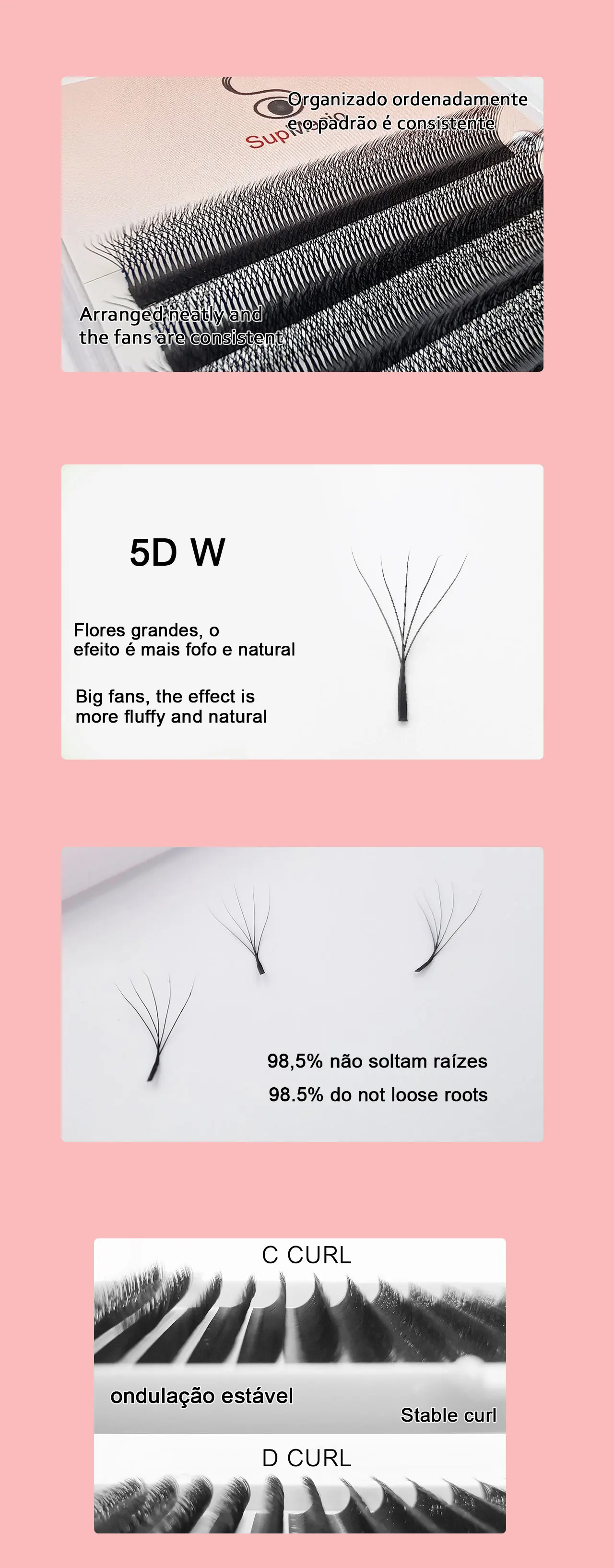 Supmacio W 5D Wimpernverlängerung Wimpernbüschel Volumen 0,07 C D 12M 5D Cílios W Tufts Brasilianische Wimpern – Detail 1