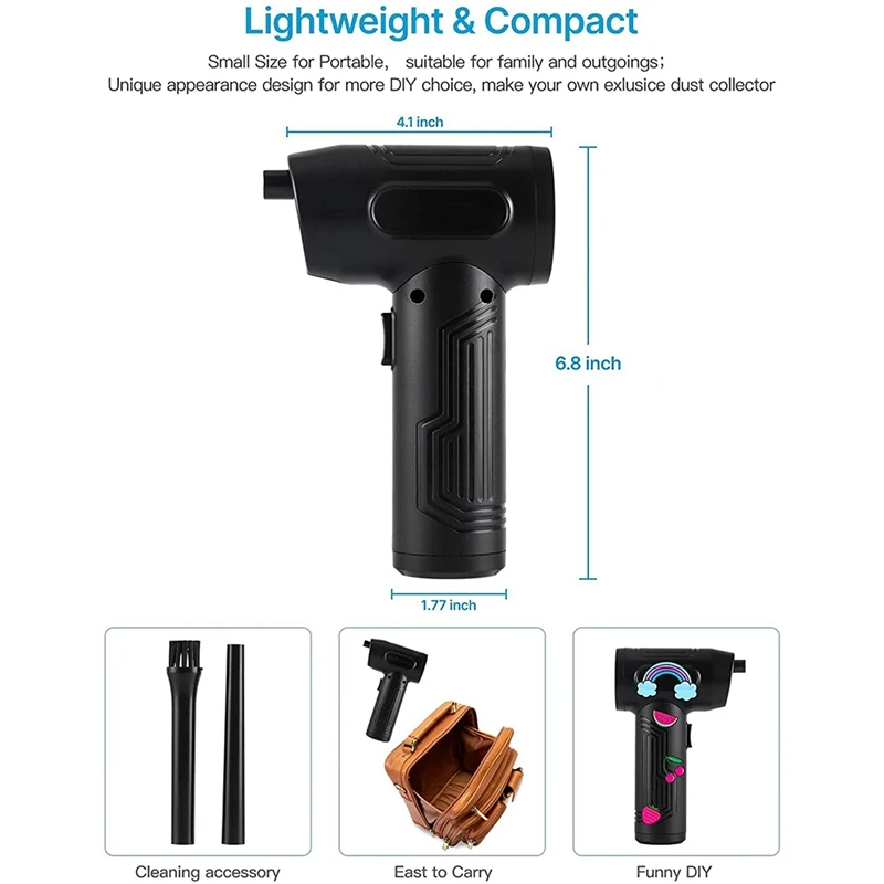 Dépoussiéreur à air comprimé électrique sans fil pour clavier PC, souffleur d'air pour ordinateur, moteur amélioré, 50000 tr/min