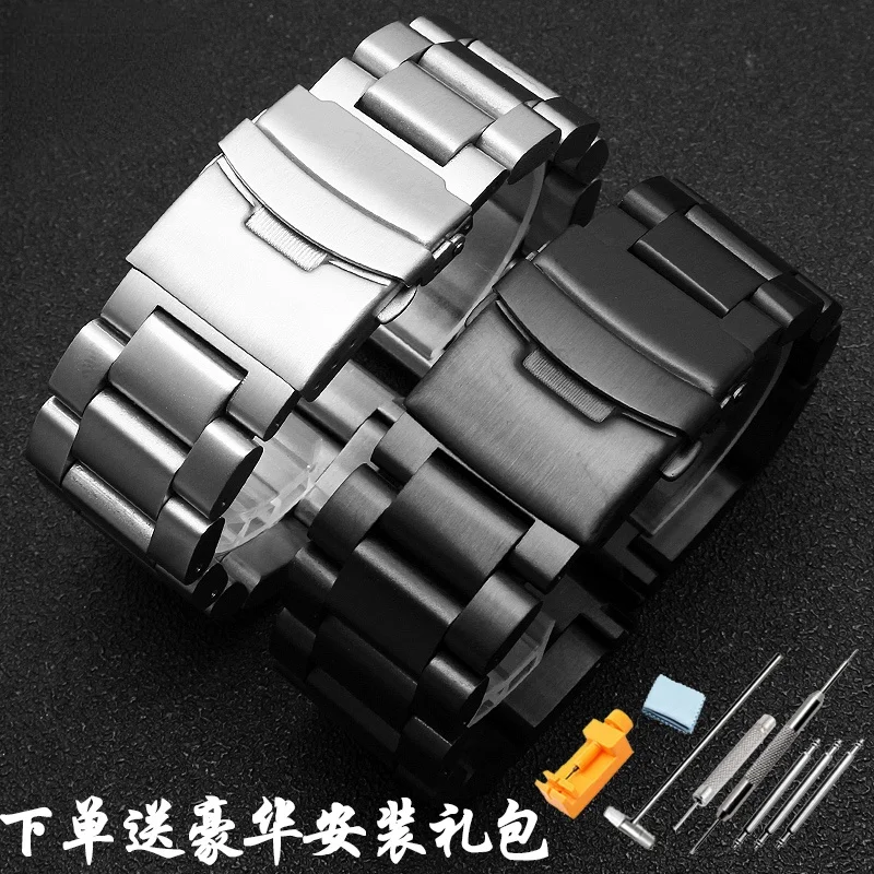 Large Steel Watch Band for Panerai Police Luminox Solid Thickened Steel Men\'s Watch Strap24 26mm