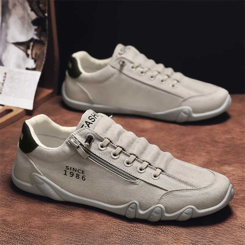 

Men's Casual Shoes Zipper Short Boots Versatile Flats Bottom Fashion Pu Leather Men's Shoes Spring Suitable for Outdoor Sports