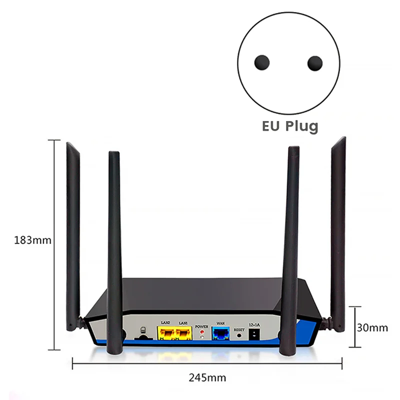 4G Wireless Router 4 Antenna WiFi Router CPE 300M 2.4GHZ with SIM Card Slot for Home Rental Room Dormitory(EU Plug)