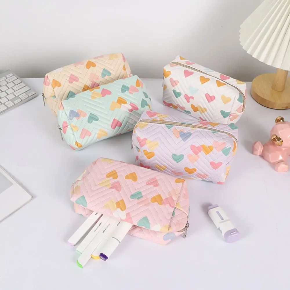 Durable Cute Cream Love Pen Bag Fashion Multifunction Cosmetic Bag Simple High Appearance Level Storage Bag Girl