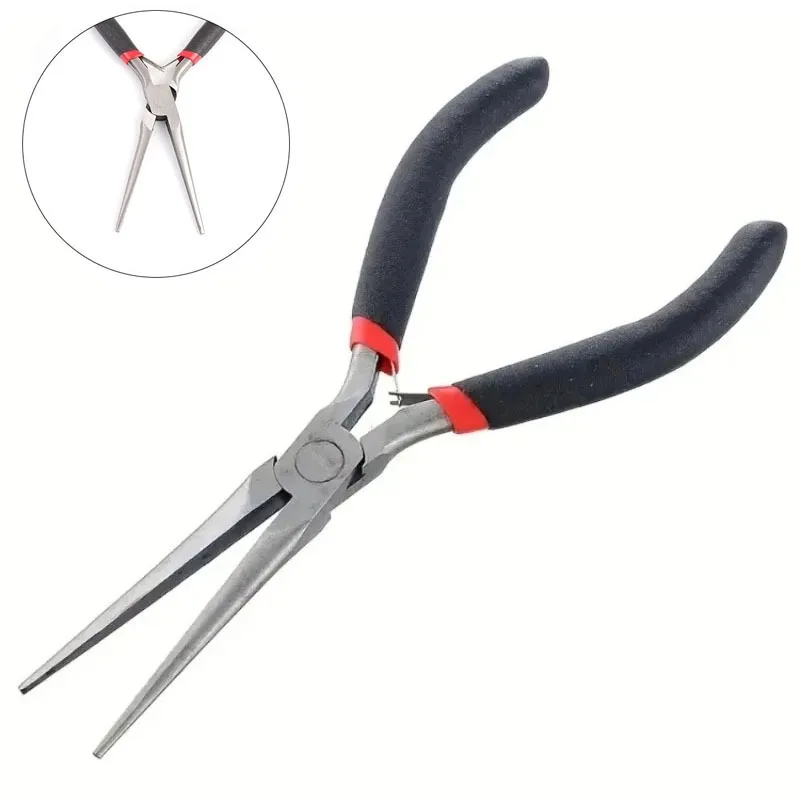 Multi Tool Long Nose Plier Needle Nose Plier Forceps and Cutter for DIY Jewelry Craft Hairpin Making Wire Bending Repair Rust