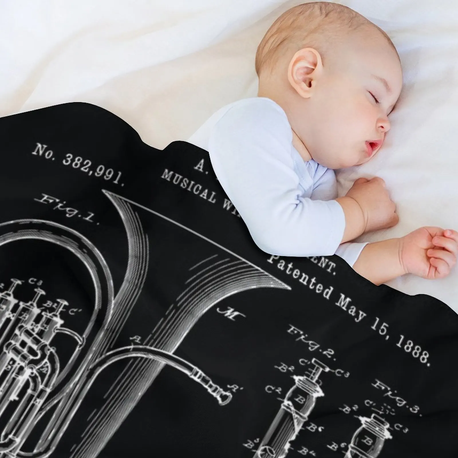 Tuba Blueprint Throw Blanket Blankets For Baby Hair Blankets Sofas Of Decoration Thins Summer Furry Blankets 3