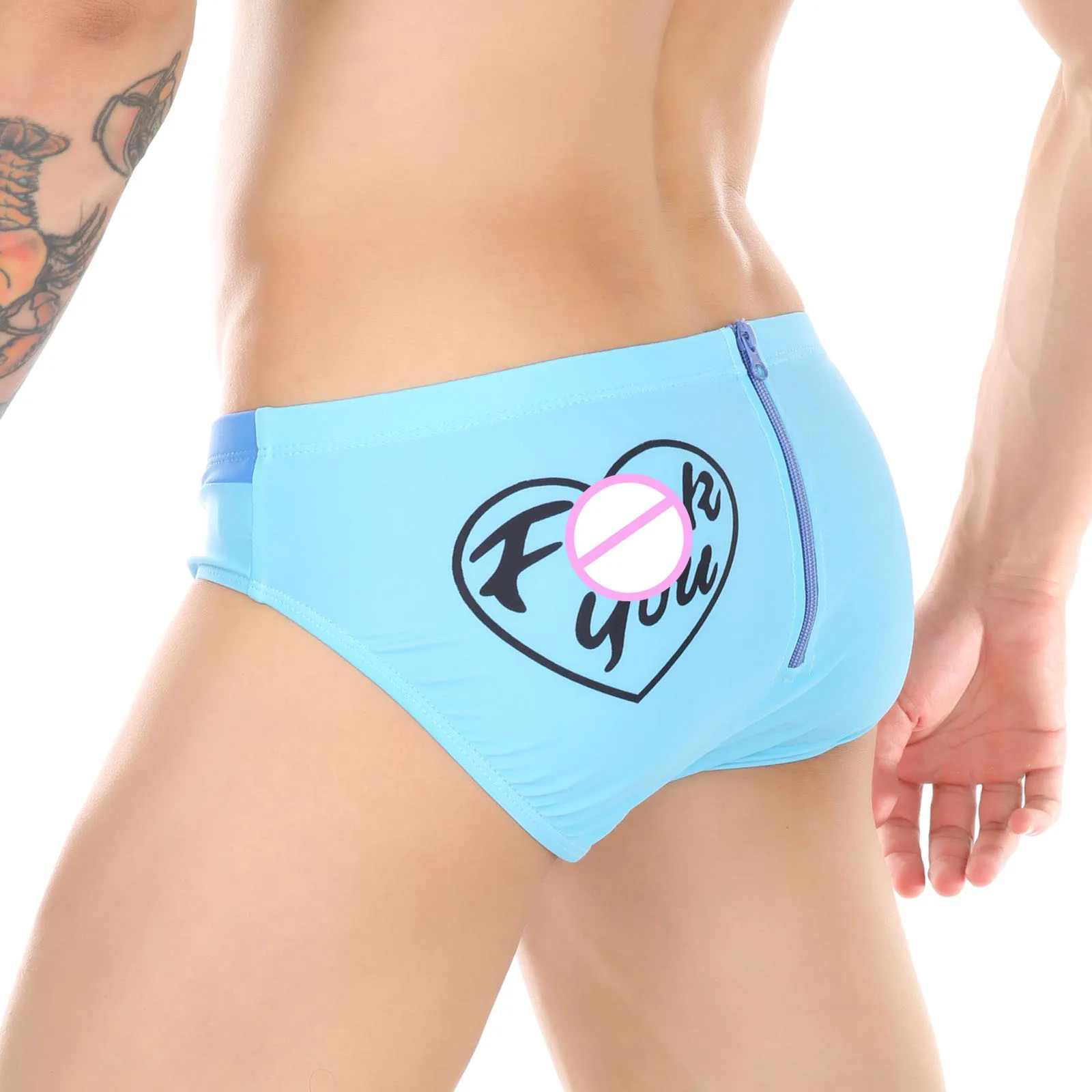 

Men's Swim Briefs Hip Zipper Swimwear Comfortable Summer Beach Swimsuit Male Sexy Swimming Trunks Bathing Shorts
