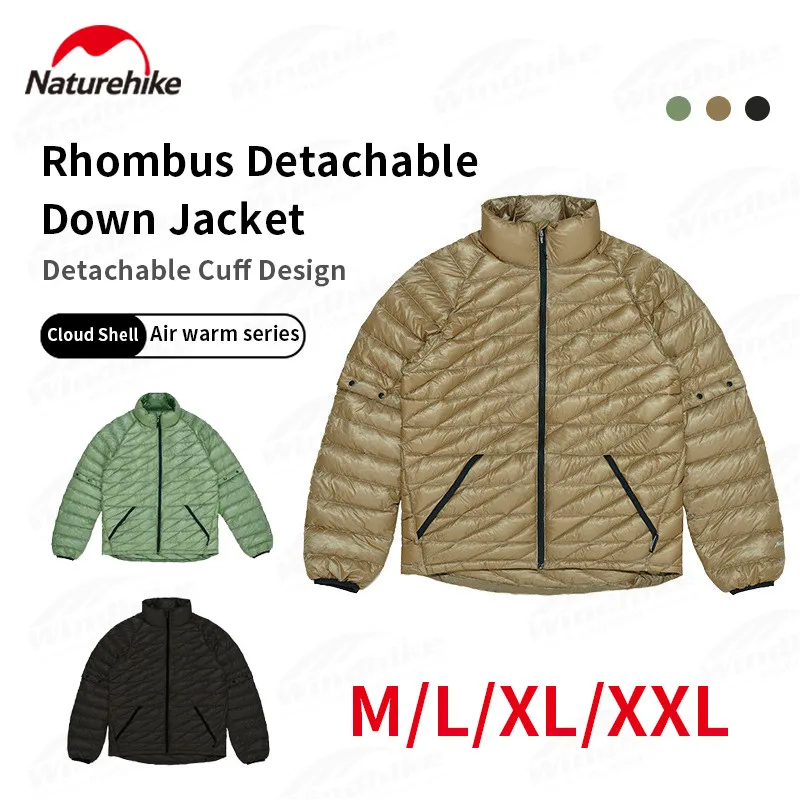 

Naturehike 1000FP 90% Goose Down Jacket Hiking Outdoor Camping Winter Thickening Keep Warm Stand Collar Coat Removable Sleeves