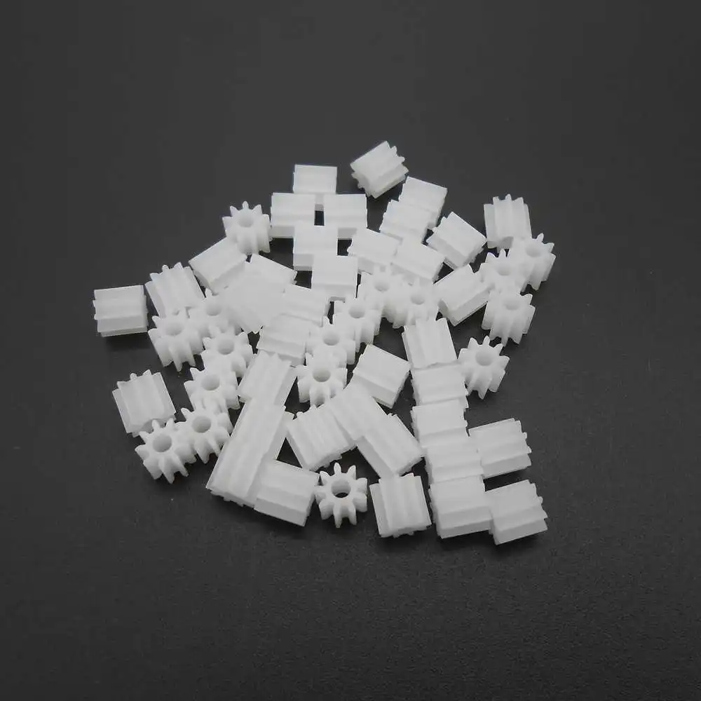50Pcs/Lot 0.5M 9T2A 9 Teeth Plastic Spur Gear Pinion 0.5 Modulus T=9 Bore Hole Aperture 2MM 1.95MM 5MMX5.5MM 92A 0.5 Mod *FD222
