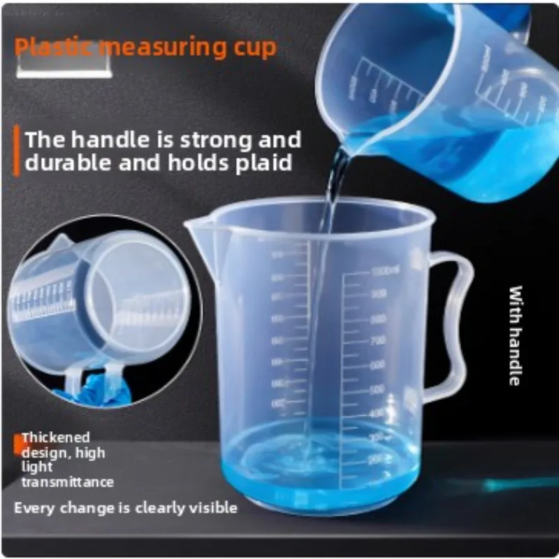 

Lab-Grade Plastic Beaker – 250/500/1000/2000mL Transparent Measuring Cup with Scale, Lid & Handle