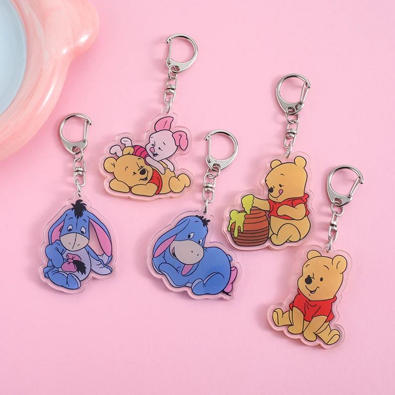 winnie pooh Anime Lilo and Stitch Pendant Keychains Holder Car Key Chain Key Ring Mobile Phone Bag Hanging Jewelry Gifts