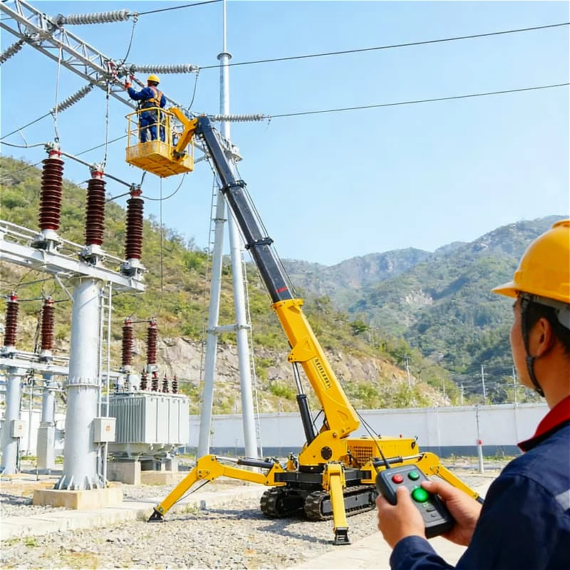 Spider Crane Hydraulic Telescopic Boom With Wireless Remote For Glass Curtain Wall Installation High Rise Building Customized