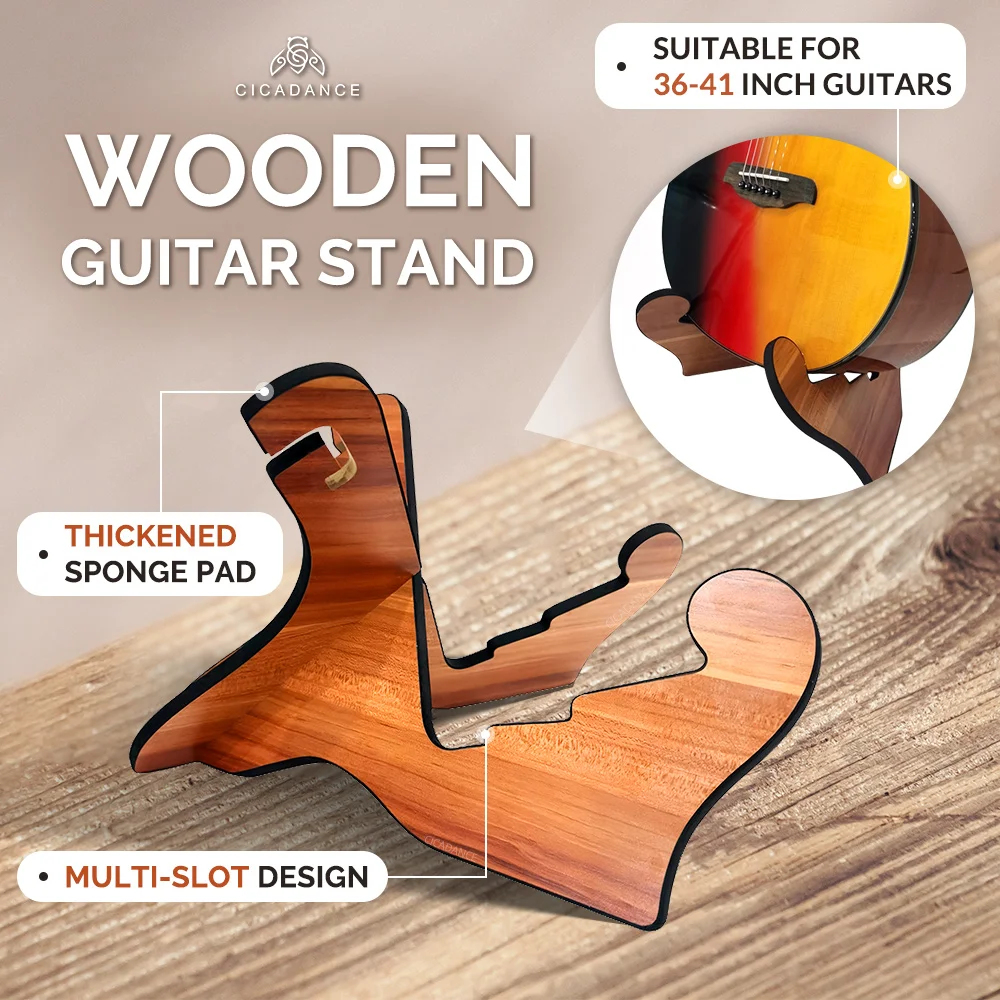 Wooden Guitar Stand Non-slip Portable Removable For 36-41inch Acoustic Electric Guitar Bass Holder Universal Guitar Accessories