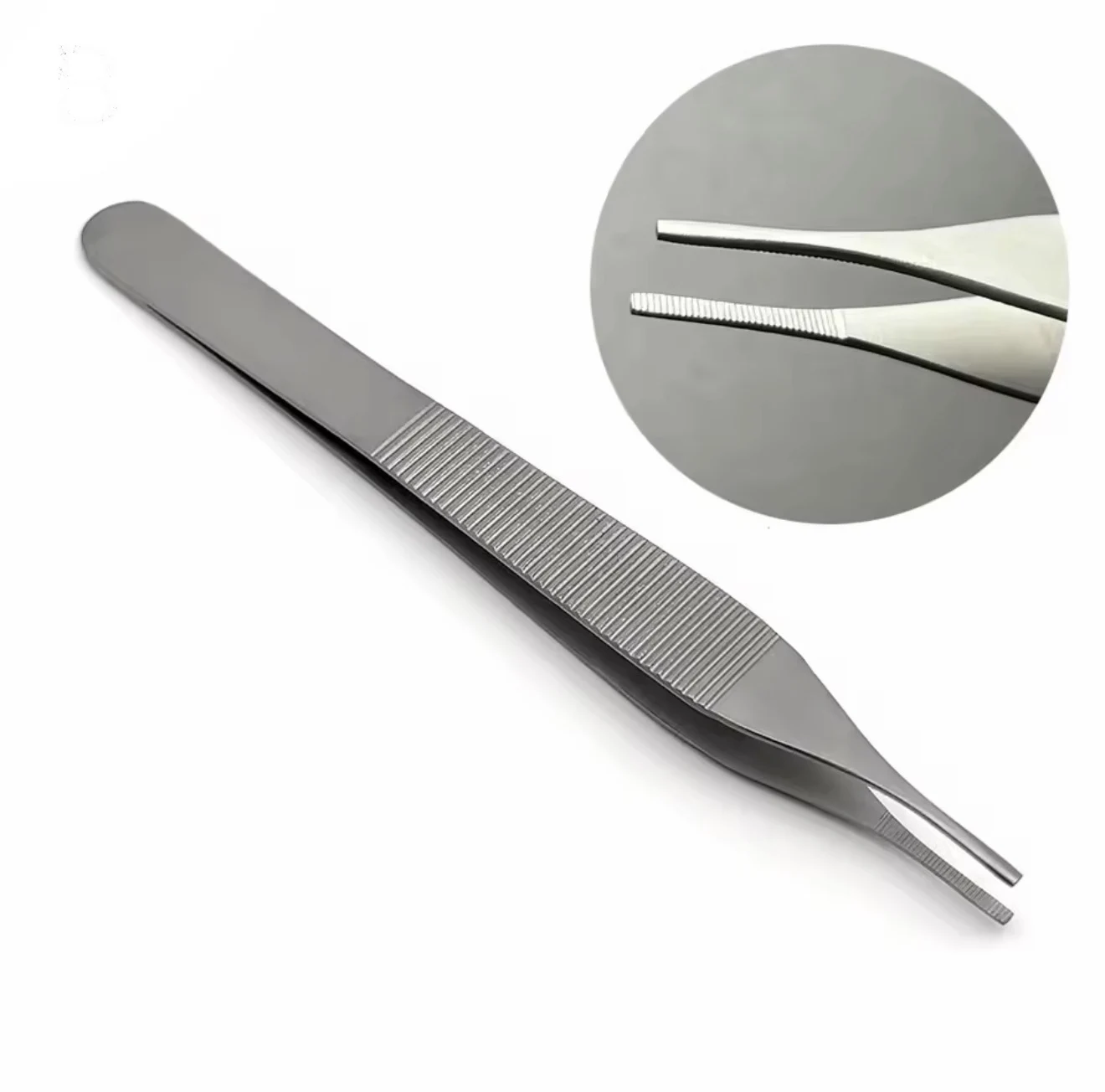 DENILK 1pc Adson Dressing Tweezer Serrated Tips Horizontal Ridges And Serrations  Professional Dental Tissue Tweezer Hemostat To