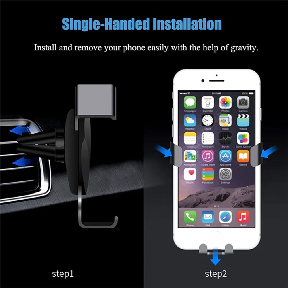 Podofo Gravity Reaction Car Mobile Phone Holder Single Handed Installation 360-degree Rotation Phone Holder For Xiaomi iPhone