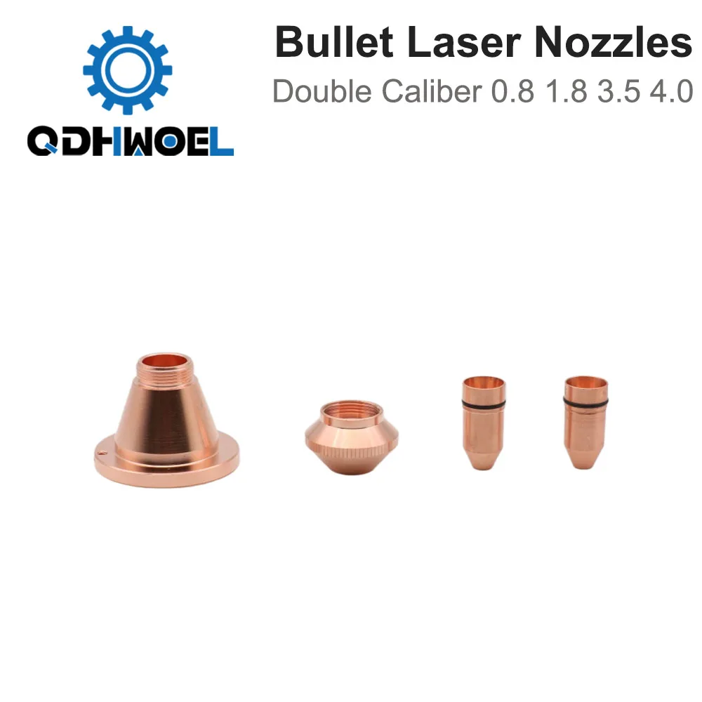 Bullet Laser Nozzles For Lasermech Fiber Cutting Machine Head Jet With Raytools Lid Base Double Caliber 0.8 1.8 3.5 4.0
