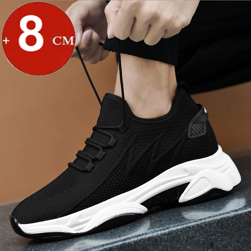 Hidden 8cm Mesh Man Elevator Shoes Men Casual Sports Sneakers 2025 Summer Breathable Height Increasing Shoes Male Taller Lifting