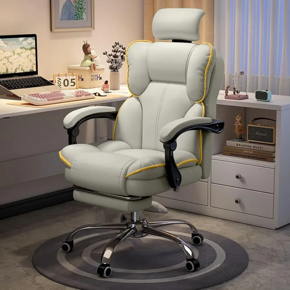 Executive Office Chair with Foot Rest, High Back Office Chair, Computer Gaming Chairs, PU Leather Office Reclining Chair