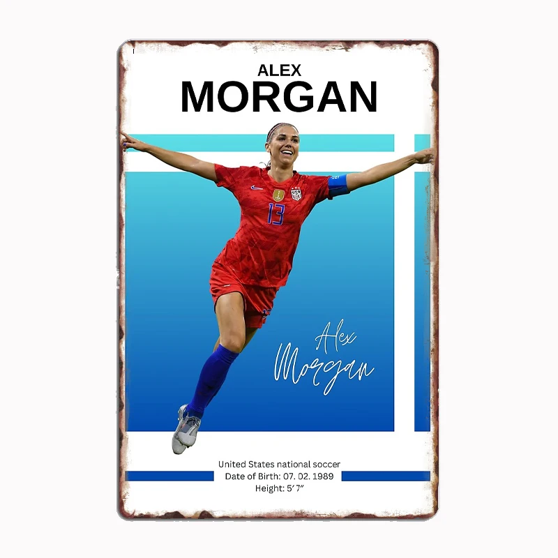 

Alex Morgan USWNT Poster Football Player Retro Metal Sign Club Indoor Room Decor Custom Tin Home Wall Decor