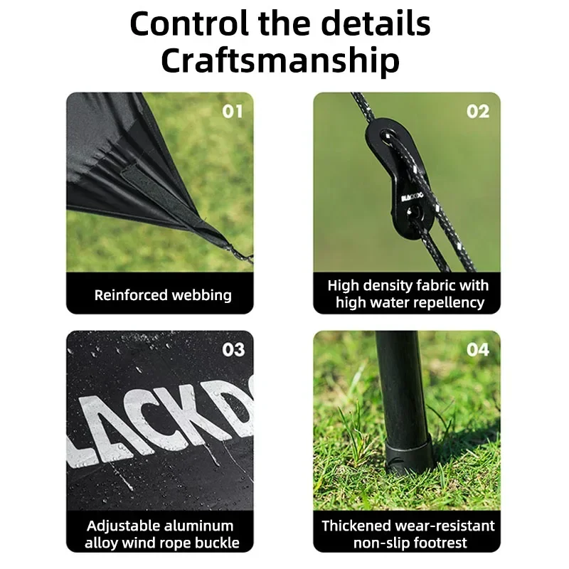 Naturehike BLACKDOG طلاء أسود المظلة الشاطئ المظلة قماش القنب مقاوم للماء 10-16 شخص 27 متر ظلة في الهواء الطلق الشاطئ التخييم الشمس المأوى