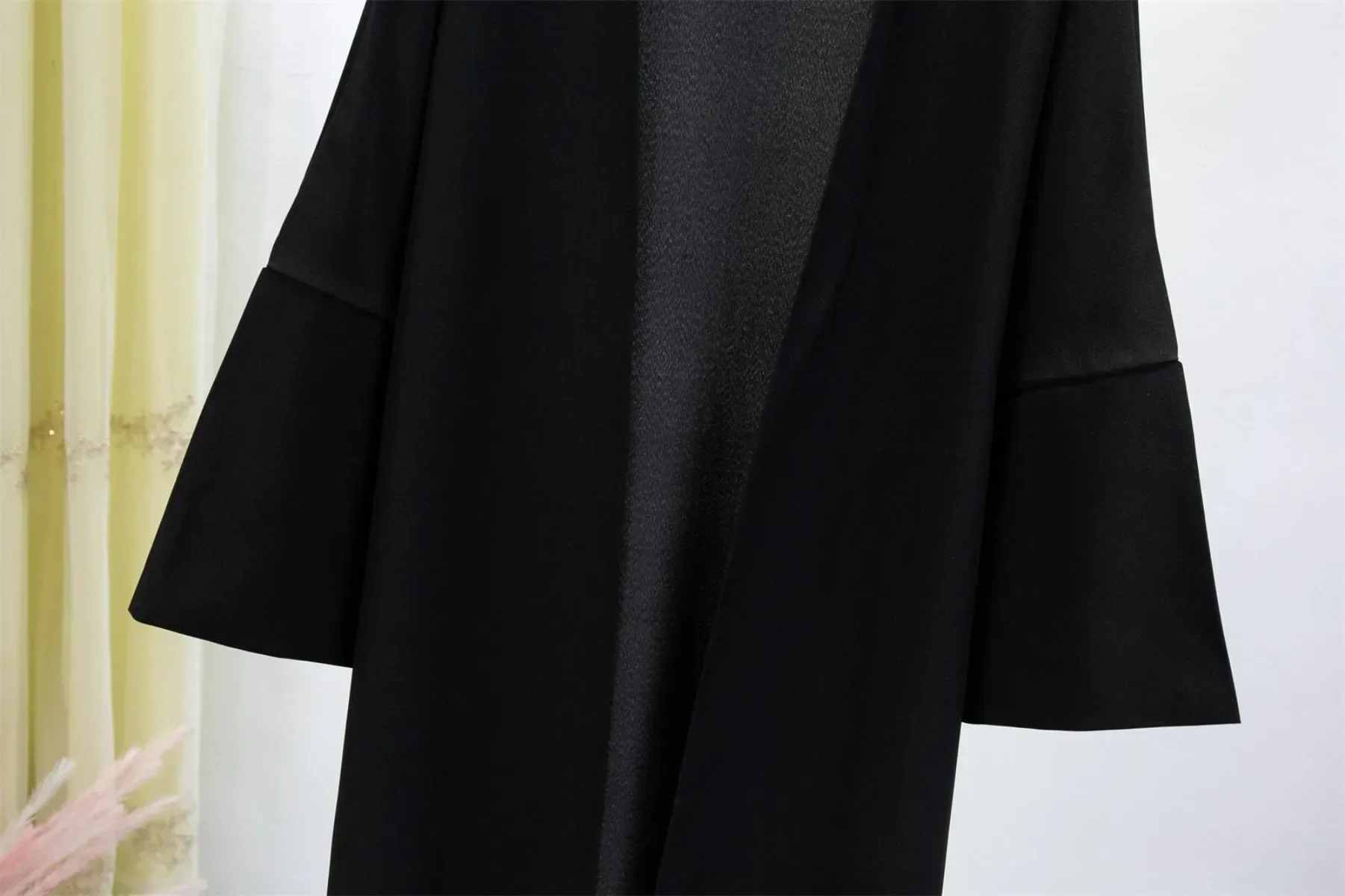 Jilbabs Abaya con frente abierto para mujer, Vestido largo de manga larga liso, cárdigan musulmán, caftán