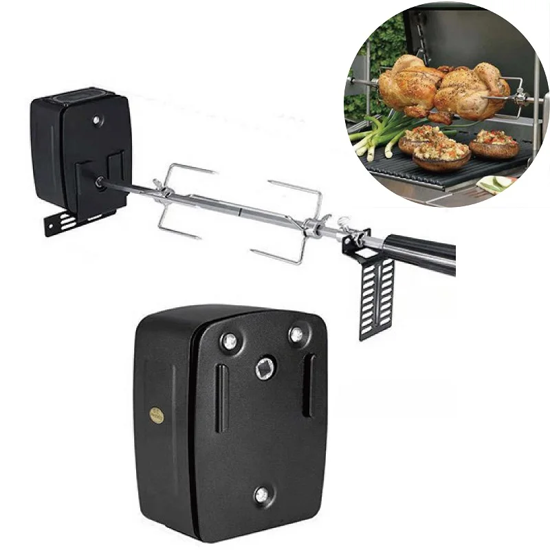 Camping Home BBQ Grill Motor Meat Forks Set Rotating Motor Electric Automatic Rotisserie Spit Rod Cooking BBQ Motor Set