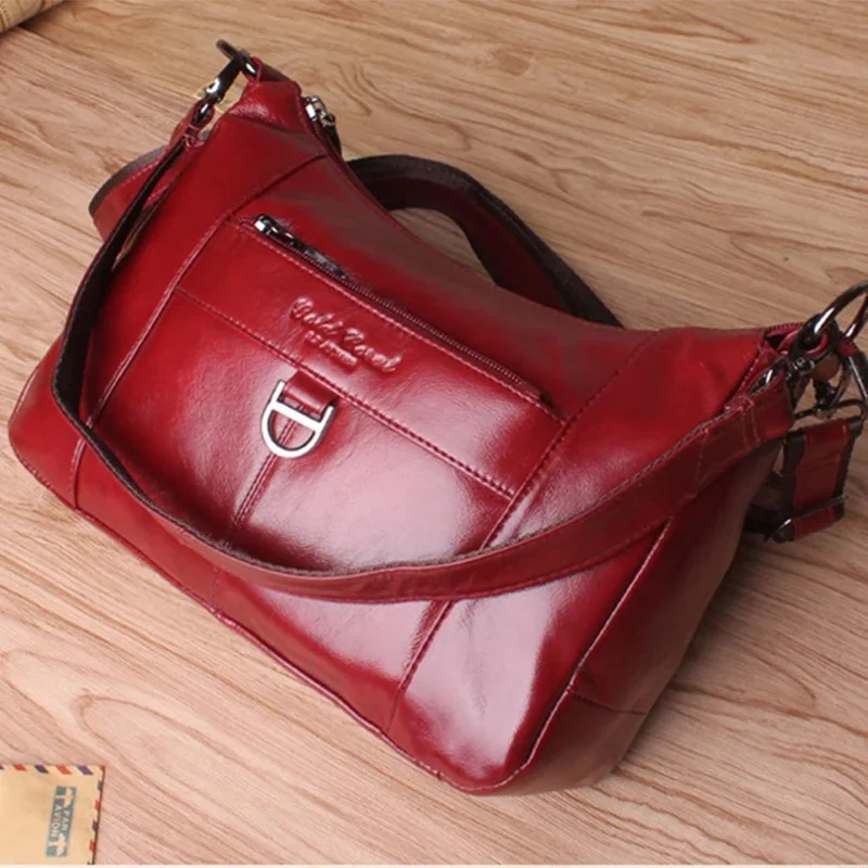 Genuine Leather Sling Shoulder Cross Body Bag For Women Shopping Vintage Fashion Real Cowhide Lady Female Messenger Bags