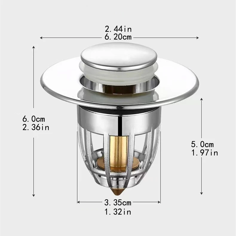 Press Bounce Basin Pop-up Drain Filter Bathroom Shower Sink Filter Plug Wash Basin Hair Sink Strainer Kitchen Bathtub Stopper