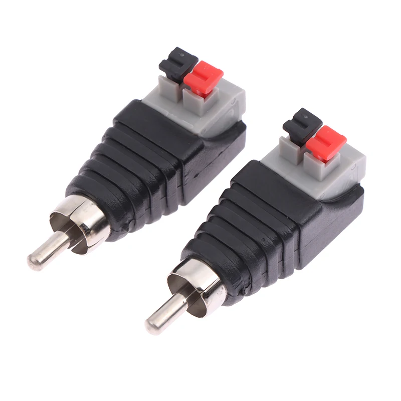 2Pc Speaker Wire Cable To Audio Male Cable Professional Jack Quick Press Plug RCA Connector Adapter Cable Accessories Crimp Plug