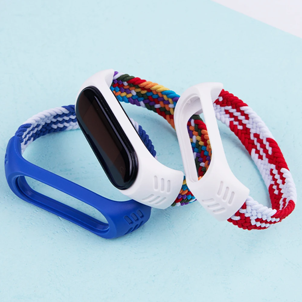 Braided Solo Loop for xiaomi Mi band 7 Watch Strap Nylon NFC Bracelet smart Miband6 belt correa on Mi band 7 8 6 5 4 3 watchband