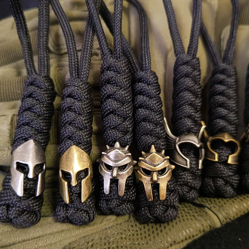 Edc Retro Paracord Verschluss Regenschirm Seil Ritter Helm Maske DIY geflochtene Messer Perlen Lanyard Zubehör im Freien