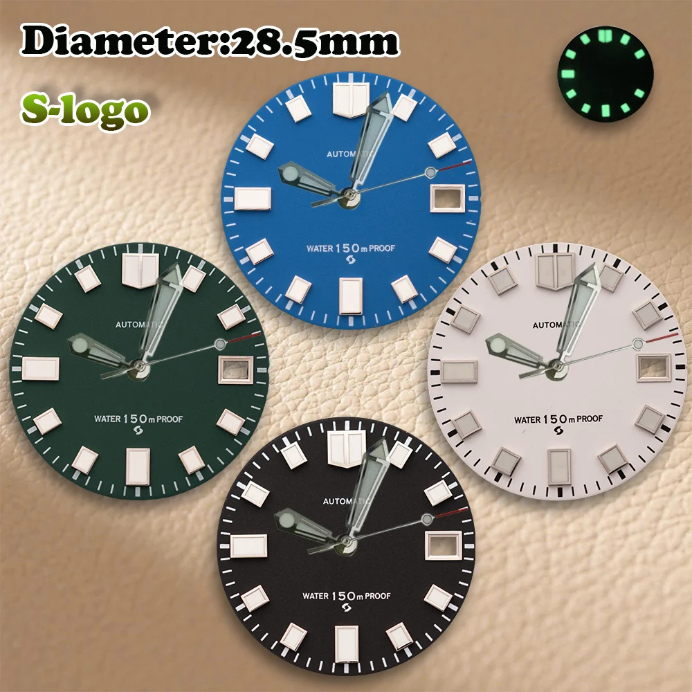 

S Logo 28.5mm Matte Dial NH36/4R/7S/NH35 Movements C3 Green Luminous Watches for men Watch Modification Accessories