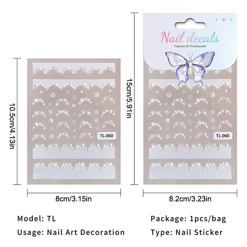 5D 플로럴 프렌치 네일 아트 스티커 초박형 슬라이더 장식 데칼 꽃 진주 셀프 접착 DIY 매니큐어 여성용