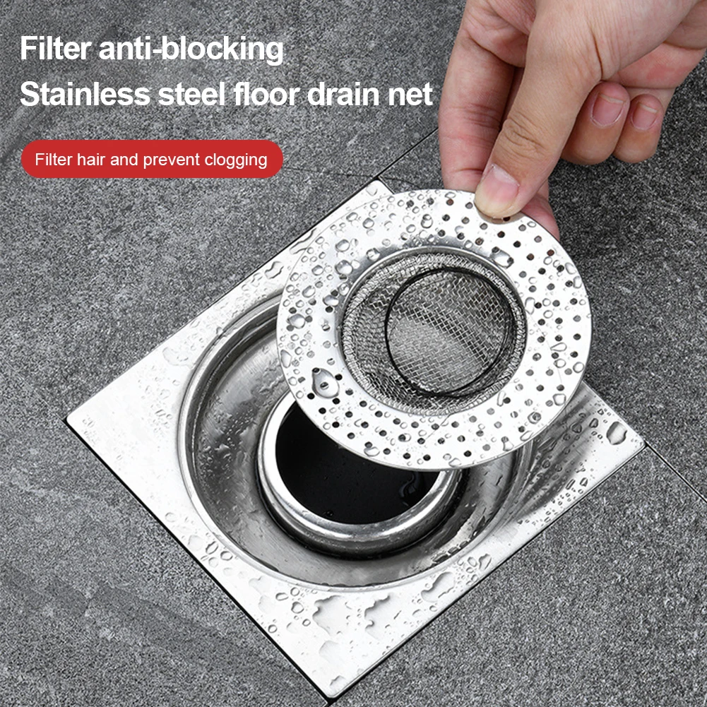 1PCS 9cm Household Stainless Steel Sink Filter Pool Bathtub Bathroom Sewer Floor Drain Kitchen Anti-clog Slag Strainer Tools