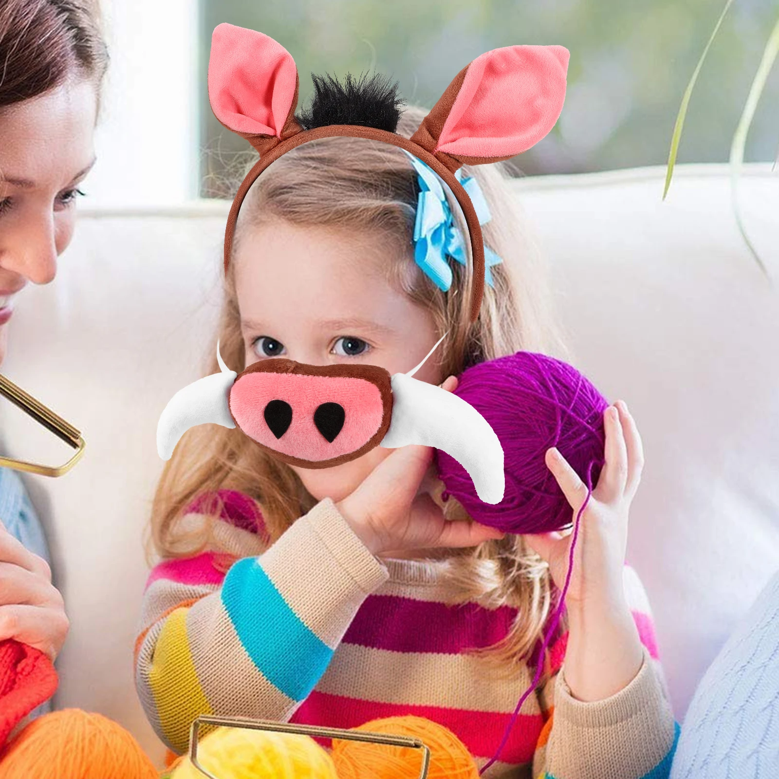 

Headband Pig Animal Ears Fabric Costume Child Lightweight Party Cosplay Props Nose Tail Set