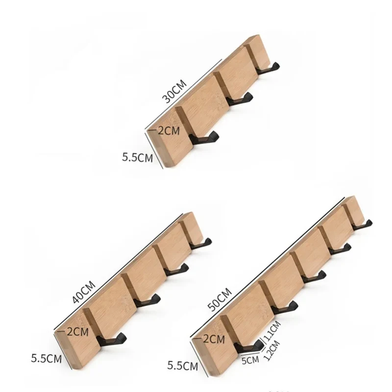 Foldable Bamboo Wall-Mounting Clothes Hooks Household Clothes Shelf Towel Coat Hook Door Hangers Bathroom Rack